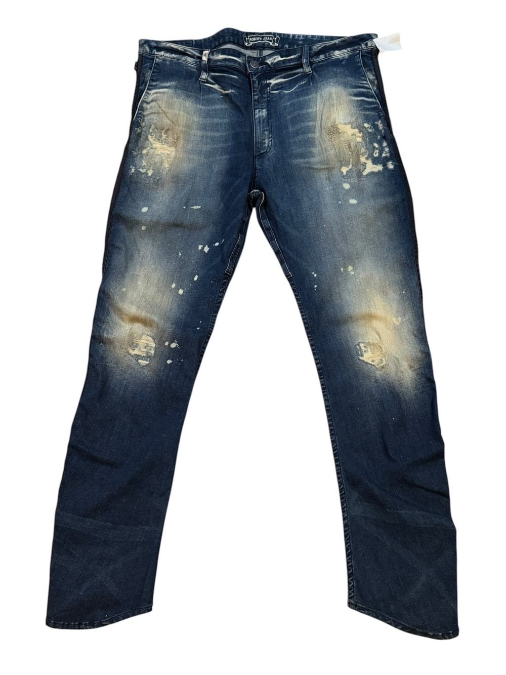 Robins Jean Men's Slim Straight Distressed Dark Blue Jeans